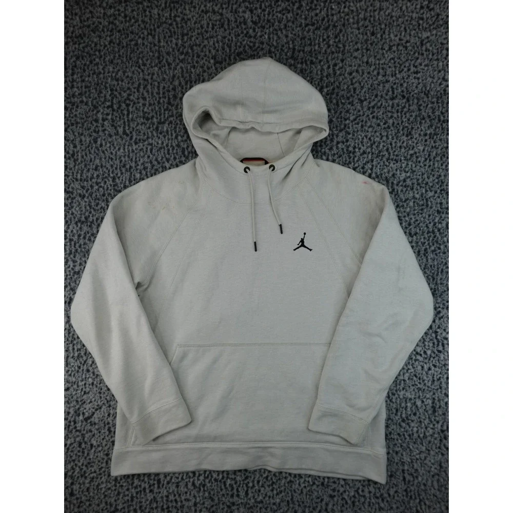 Jordan Flight Fleece Hoodie Mens Large Cream‎ Jumpman Pullover Sweatshirt